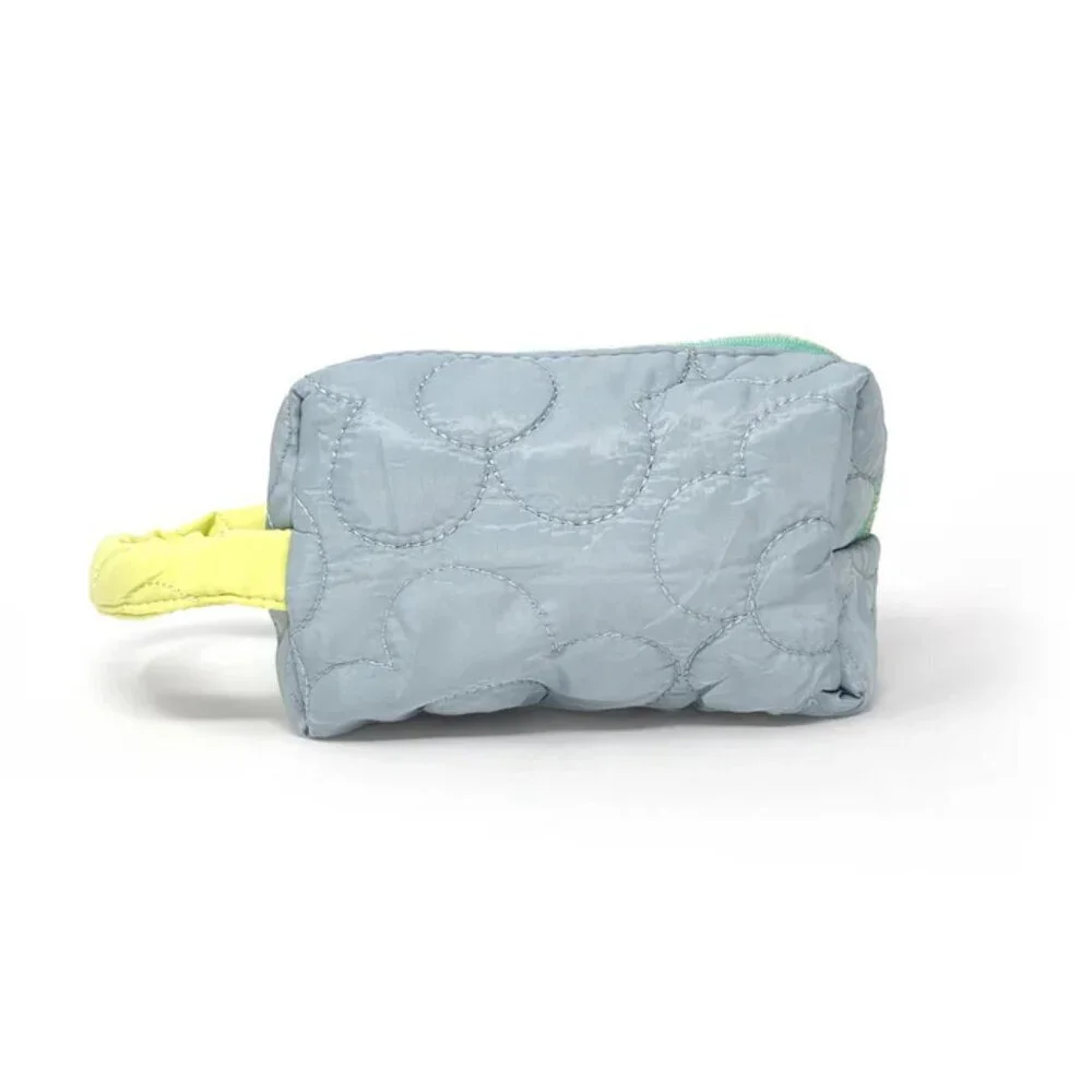 NWT Puffy Daisy Embroidered Y2K Blue Makeup Bag